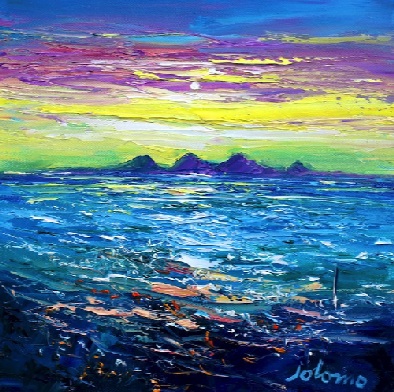 Autumn eveninglight Paps of Jura 12x12